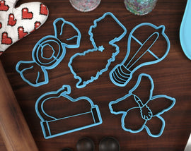 New Jersey State Cookie Cutters - Blue Violet, Drive In Theatre, Edison Lightbulb, New Jersey Outline, Salt Water Taffy - NJ Gift Idea