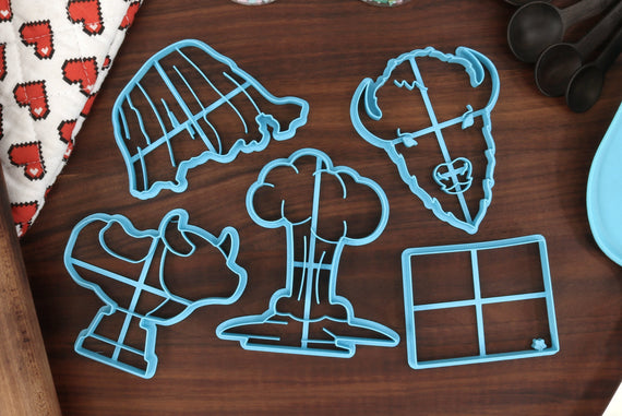 Wyoming Cookie Cutters - Wyoming State Outline, Bull Riding, Devil's Tower, Old Faithful, Buffalo - WY Gift Idea