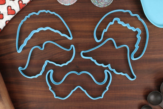 Moustache Cookie Cutters - English Stache, Horseshoe Stache, Hungarian Stache, Imperial Stache, Walrus Stache - Facial Hair Gifts