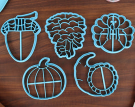 Autumn Season Cookie Cutters - Foam Finger, Football, Chest Gear, Football Helmet, Tackling Dummy - Vivid Autumn, Fall Seasons Gift Idea