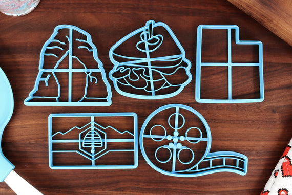Utah State Cookie Cutters - Delicate Arch, Film Reel, Pastrami Burger, State Flag, Utah Outline - UT Gift Idea