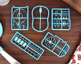 Computer Parts Cookie Cutters - Graphics Card, Hard Drive, Motherboard, Ram Stick, Wireless Mouse - PC Technology Lover