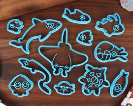 Kawaii Sea Creature Cookie Cutters - 12 Varied Cutter Bundle - All Sizes included - Cake Decorations or Cookie Icing Tools
