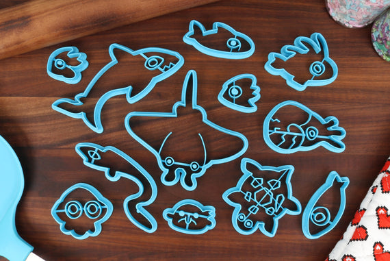 Kawaii Sea Creature Cookie Cutters - 12 Varied Cutter Bundle - All Sizes included - Cake Decorations or Cookie Icing Tools