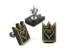 Kingdom Hearts Heart Card - Chain of Memories - Aged Metal Earrings - Kingdom Hearts Earring Gift | ERG1