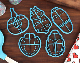 Beetles Cookie Cutters - American Burrowing Beetle, Japanese Beetle, Jewel Beetle, Tortoise Beetle, Violin Beetle - Etymologist Gift & Merch