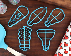 Lightbulb Cookie Cutters - Candle Bulb, Edison Bulb, Floodlight Bulb, Spiral Bulb, Standard Bulb - Light Bulbs - Flood Lights - Night Vision