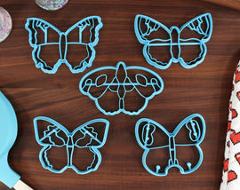 Butterfly Cookie Cutters Set 2 - Common Wood-nymph, Grecian Shoemaker, Mourning Cloak, Southern Cloudywing, Southern Dogface - Butterflies