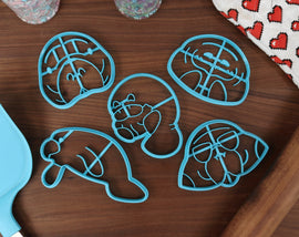 Mighty Manatees Cookie Cutters - Manatee Eating, Manatee Face, Manatee Outline, Shy Manatee, Sunglasses Manatee - Cute Manatees Cutters