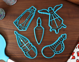 Tabletop Dungeon Potion Cookie Cutters - Antidote, Basilisk Oil, Potion of Healing, Invisibility, Potion of Speed - Dungeon Potions Cookies