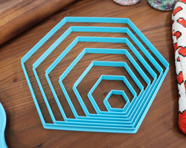 XL Hexagon Cookie Cutters - 8in Through 1in - Concentric Cutter - All Sizes included - Decorative Fondant Cakes & Cookie Towers