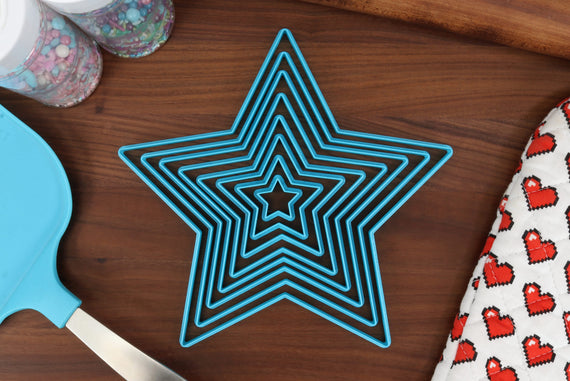 XL Star Cookie Cutters - 8in Through 1in - Concentric Cutter - All Sizes included - Decorative Fondant Cakes & Cookie Towers