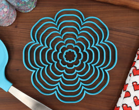 XL 8-Petal Flower Cookie Cutters - 8in Through 1in - Concentric Cutter - All Sizes included - Decorative Fondant Cakes & Cookie Towers