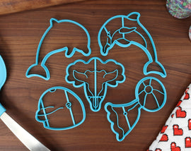 Bottlenose Dolphins Cookie Cutters - Bottlenose Dancing, Bottlenose Face, Bottlenose Outline, Dolphin with Ball, Detailed Bottlenose Cutter