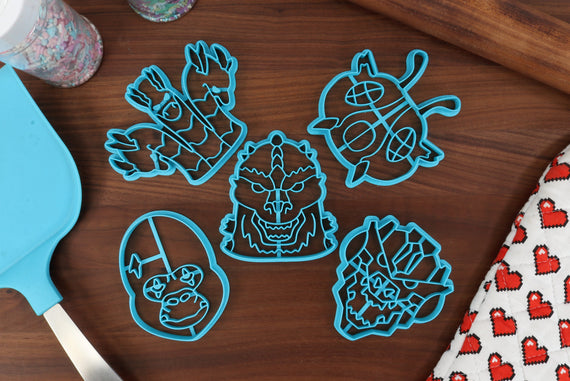 Killer Kaijus Cookie Cutters, Set 1 - Ape Kaiju, Hydra Kaiju, Lizard Kaiju, Mecha Lizard, Moth Kaiju - Kaiju Cookies & Baking Tools