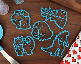 King Lizard Kaiju Cookie Cutters - Atomic Breath, Cash Money Lizard, Cute Kaiju Lizard, Kaiju Outline, Smiling Kaiju Lizard - Kaiju Cookies