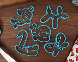 Balloon Animals Cookie Cutters - Balloon Butterfly, Balloon Dog, Balloon Dolphin, Balloon Snail, Balloon Swan - Animal Cookies